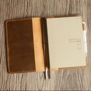 Hobonichi A5 Cousin Cover cover with Book Marks and Pen Loop - Distressed Brown